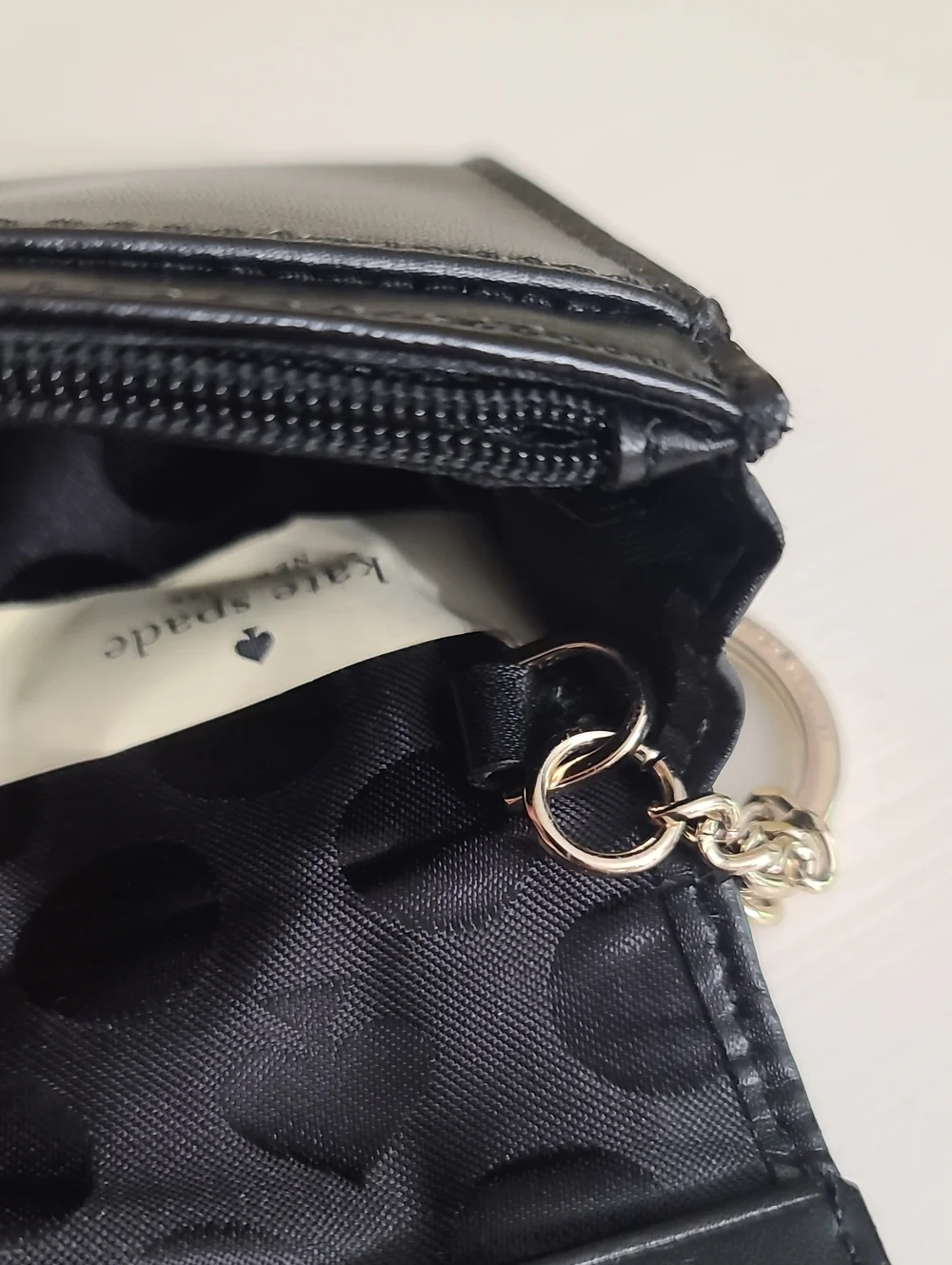 kate spade Black Leather Bow Accent Compact Wallet